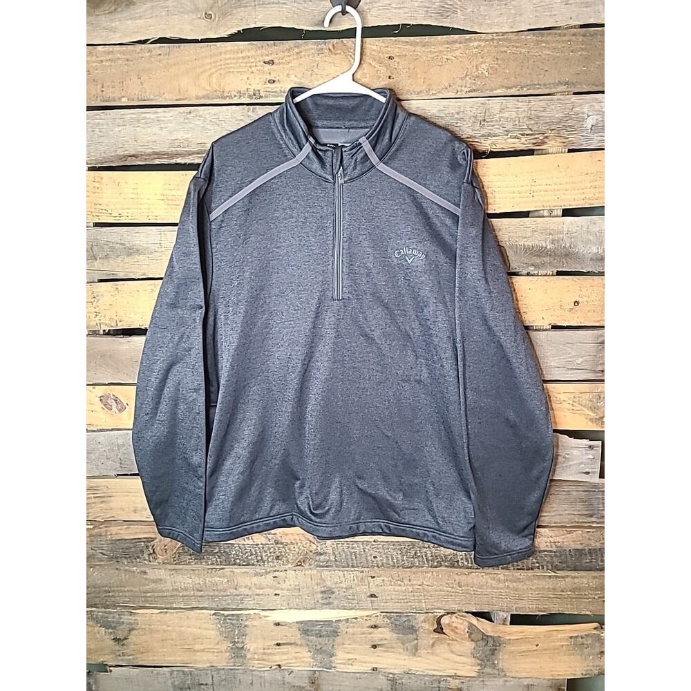 Callaway Sweater Mens XL Gray Pullover 1/4 Zip Long Sleeve Golf Wear